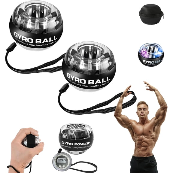 Torqueball Hand Exerciser with Counter - Auto Start Gyro Ball for Strengthening Arms, Fingers, and Forearms - Portable Fitness Equipment for Athletes and Office Use