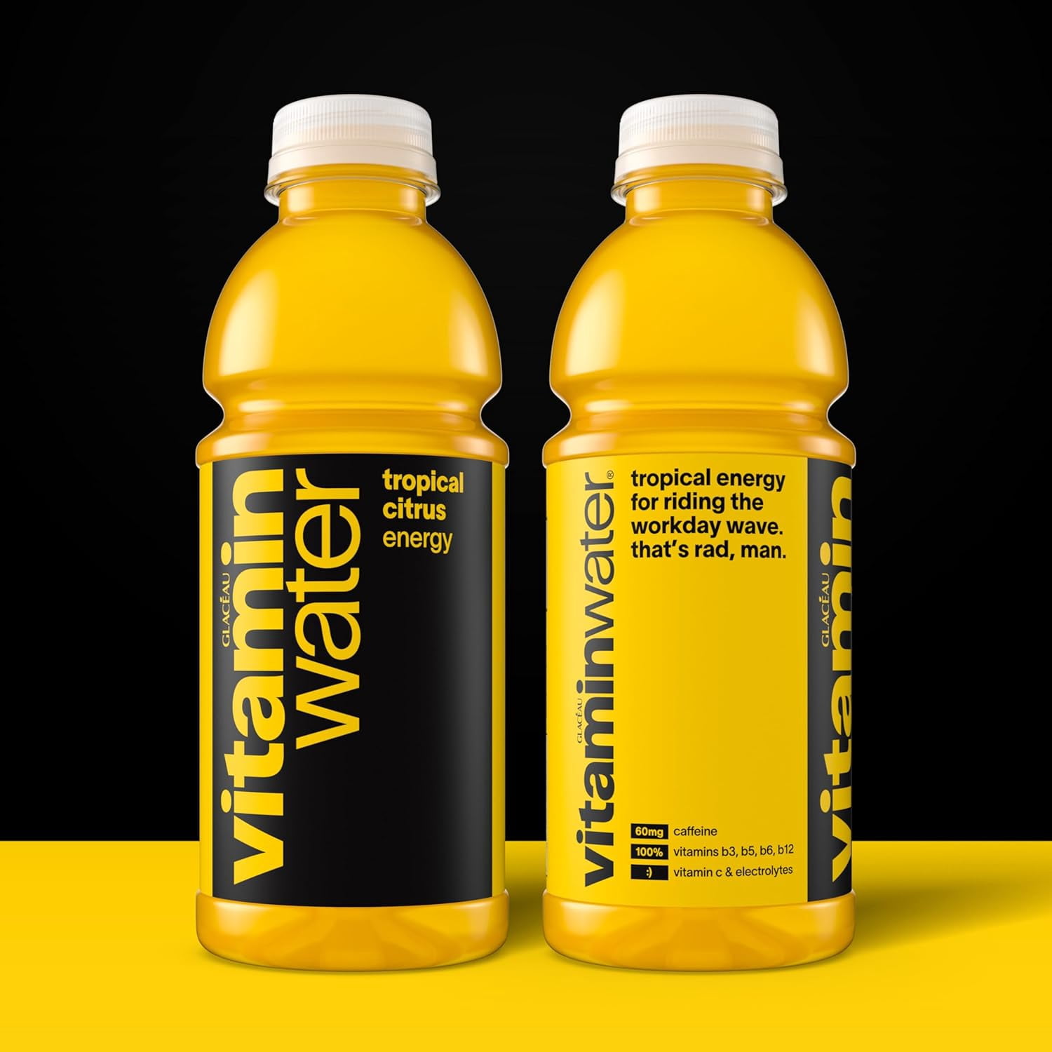vitaminwater Zero Sugar Energy – Case of 12 (20 oz Bottles) | Tropical Citrus Flavor | Nutrient Enhanced Hydration Drink with Vitamins & Electrolytes | Low-Calorie Energy Boost for Gym, Work & Travel