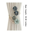 thumbnail image 3 of Blaxill Rose Flower Curtain Tieback Set | 2-Pack Blue Linen Rope Buckle | No-Drill Decorative Curtain Straps | Durable 18.5 Inch Length | Elegant Window Accessory, 3 of 6