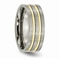 thumbnail image 4 of Titanium Grooved Yellow IP-plated 8mm Brushed & Polished Band Size: 9; for Adults and Teens; for Women and Men, 4 of 6