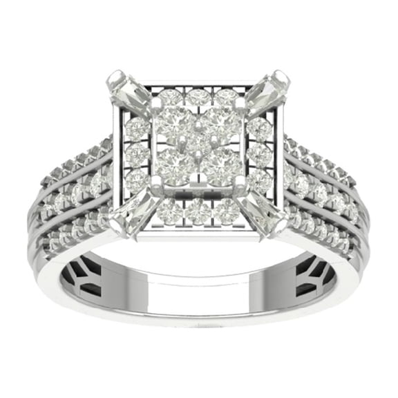 Araiya Sterling Silver Diamond Cluster Ring (1 1/4 cttw, I-J Color, I2-I3 Clarity), Size 7