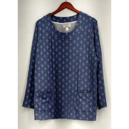 Carole Hochman Petite Size PXL Floral Printed Hacci Sleepshirt Blue A297476