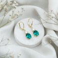 thumbnail image 4 of Womens Emerald Drop Earrings with Moissanite - 8X10 mm Oval Shape Lab Grown Emerald, 18K Yellow Gold, 4 of 7