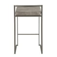 thumbnail image 5 of Fuji Industrial Stackable Counter Stool in Antique with Stone Cowboy Fabric Cushion by LumiSource - Set of 2, 5 of 8