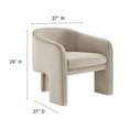 thumbnail image 3 of Armchair Chair, White, Velvet, Living Room Lounge Cafe Lobby Hospitality Restaurant, Modern Contemporary, HB37603, 3 of 9