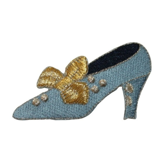 ID 7429 Blue Heel Woman Shoe Patch Bow Fashion Pump Embroidered Iron On Applique