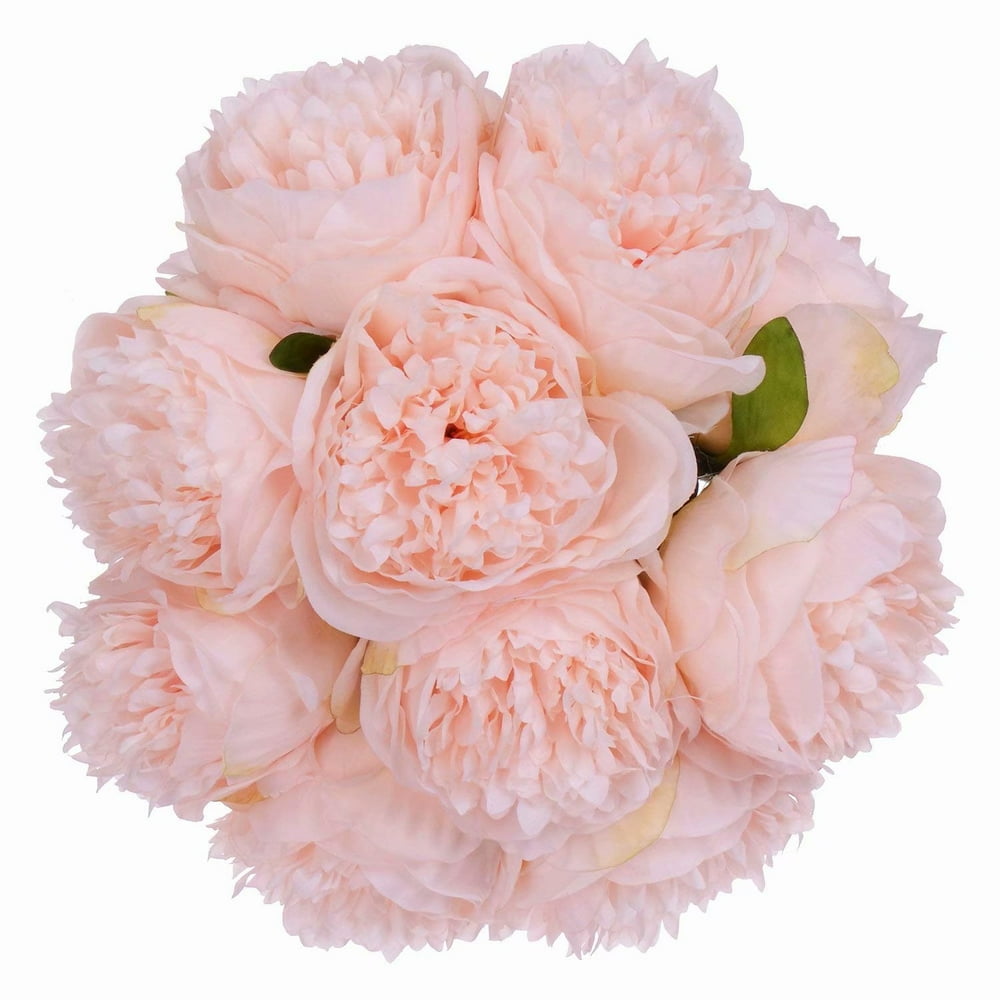 Coolmade Vintage Peony Artificial Flowers 2 Pack Silk Flowers Bouquet 10 Heads Peony Fake
