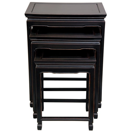 Oriental Furniture Rosewood Nesting Tables in Antique Black