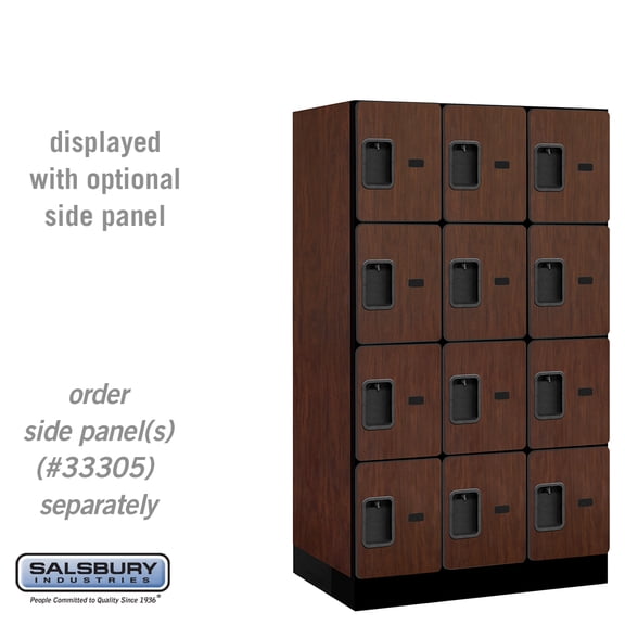 Salsbury  12 in. x 5 ft. x 21 in. 3 Wide Four Tier Designer Wood Locker - Mahogany