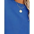 thumbnail image 3 of Oucaili Women T Shirt Crew Neck Summer Tops Solid T-shirt Comfy Tunic Blouse Dailywear Tee Royal Blue S, 3 of 5
