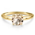 thumbnail image 3 of Gem Stone King 14K Yellow Gold Peach Morganite Engagement Ring for Women | 1.70 Cttw | Round 8MM | Gemstone October Birthstone | Size 8, 3 of 6