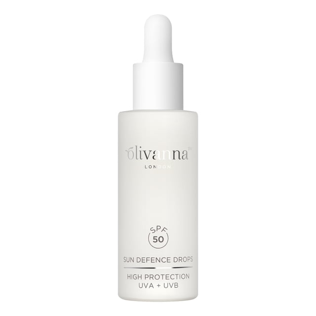 Olivanna Gotas de Protección Solar SPF 50 - Protector Solar Mineral - No Graso - Defiende contra el Daño Solar y Envejecimiento Prematuro - 27 ml