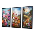 thumbnail image 3 of Designart "Mountain Spring Celebration of Wildflowers IV" Wildflowers Framed Wall Art Set Of 3 - Pink Traditional Frame Gallery Wall Set For Home Decor, 3 of 6