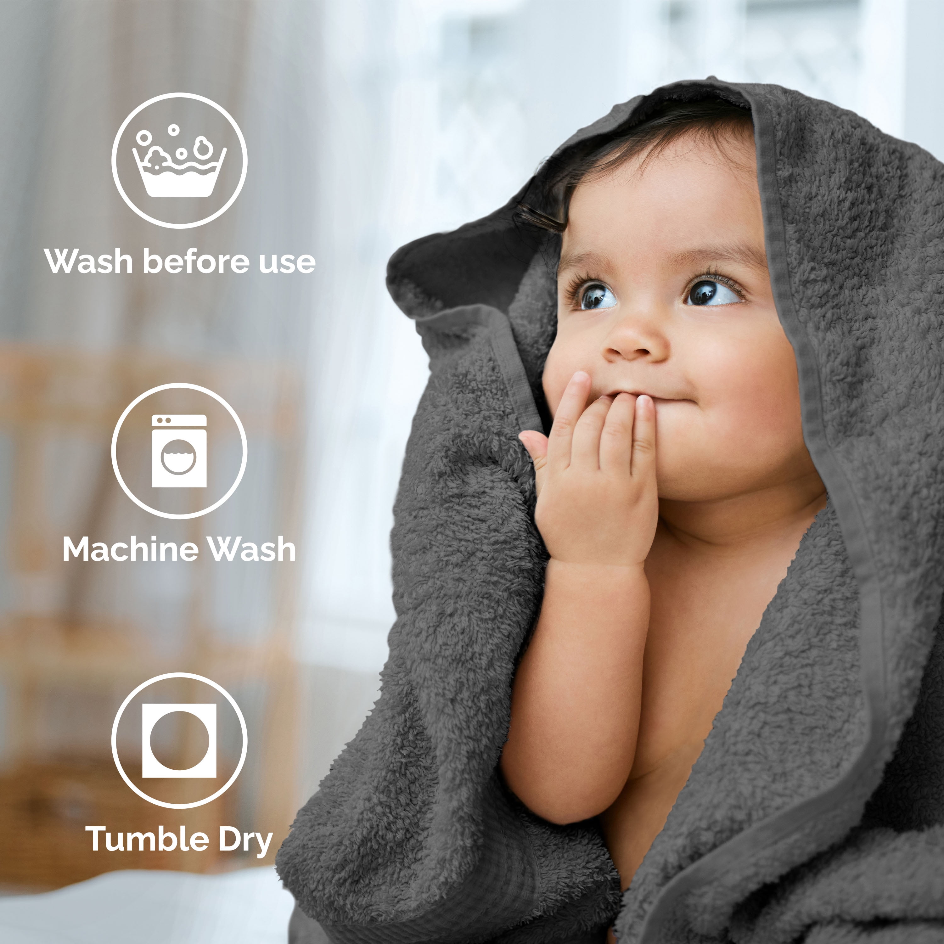 Martex Easy Living 6-Piece Cotton Towel Set, Soft & Quick-Dry Towels, Charcoal