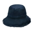 thumbnail image 2 of Sombrero de pescador con protección solar para mujer, de algodón lavado, para verano, para viaje azul, 2 of 6