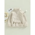 thumbnail image 2 of Bagilaanoe Toddler Baby Girl Boy Corduroy Sweatshirt Long Sleeve Stand Collar Half Zip Pullover 6M 9M 12M 18M 24M 3T Kids Fall Loose Tee Tops, 2 of 9