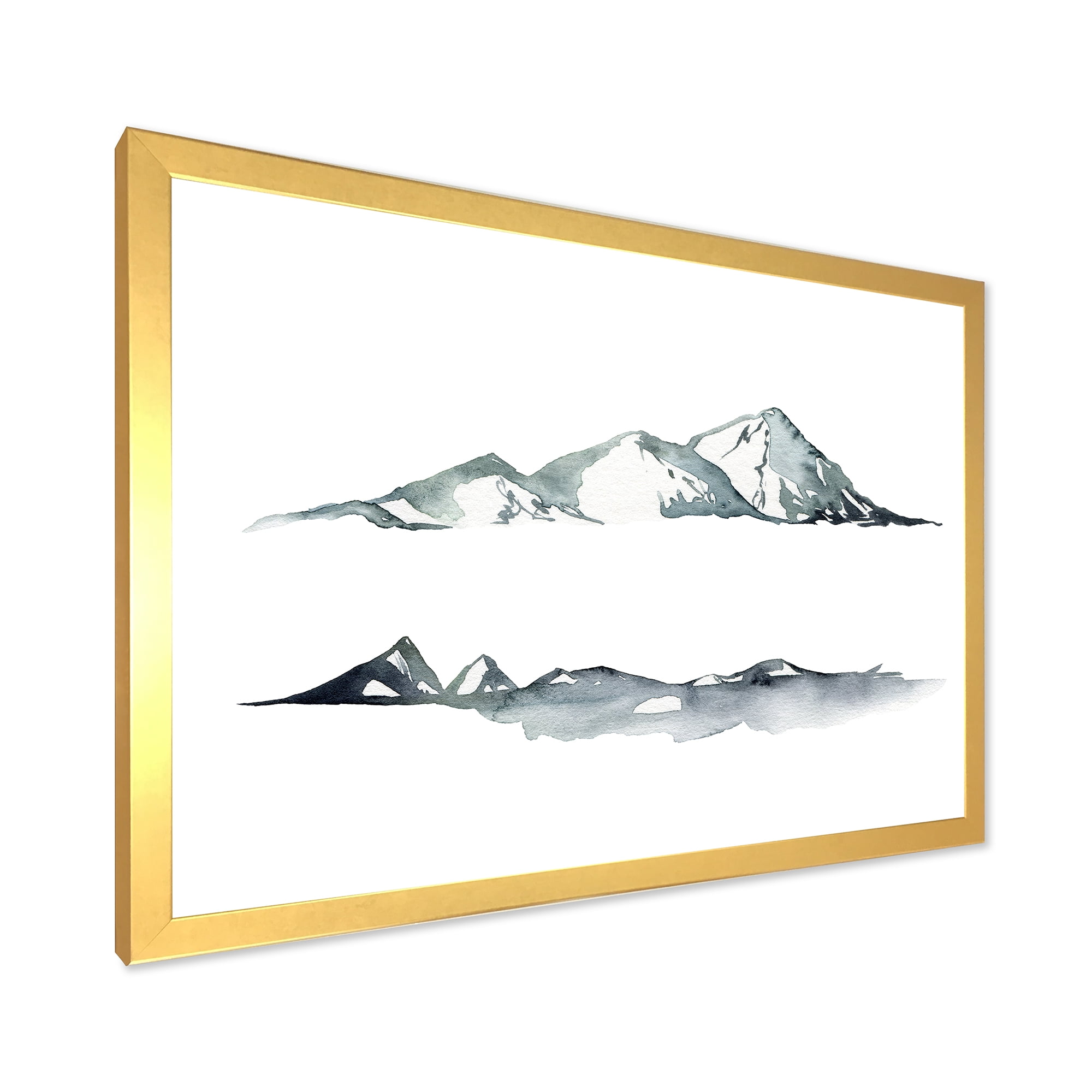 Designart 'Minimalistic Dark Blue Mountains Landscape' Modern Framed Art Print
