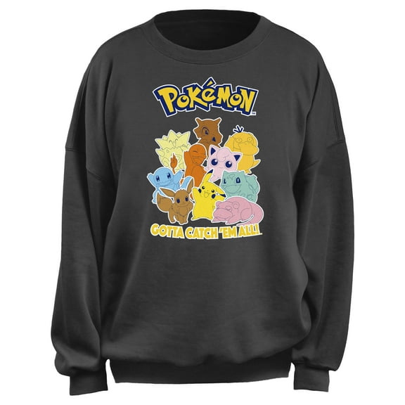Junior's Pokemon Gotta Catch 'Em All Group Portrait Sweatshirt Charcoal Medium