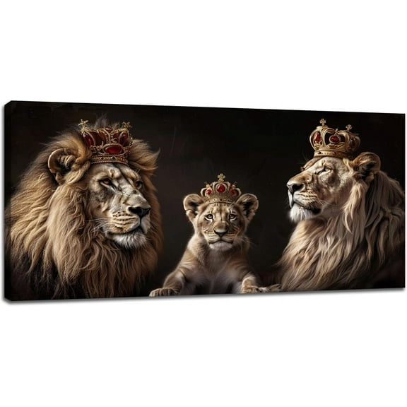 Aaheei Lion Wall Art Lion And Lioness Pictures Wall Decor Lion Head King Canvas Painting Office Home Modern Artwork Decorations for Bedroom Bathroom Living Room