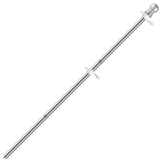 SHISUYAN Mât de Drapeau en Acier Inoxydable 1,5m Support de Tringle de Jardin Robuste Argent 1 Pce