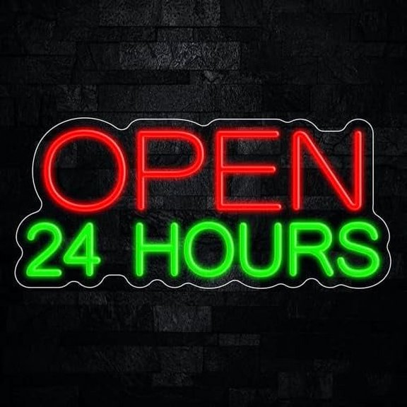 Open 24 Hours LED Neon Sign 22"L x 10"H #32533