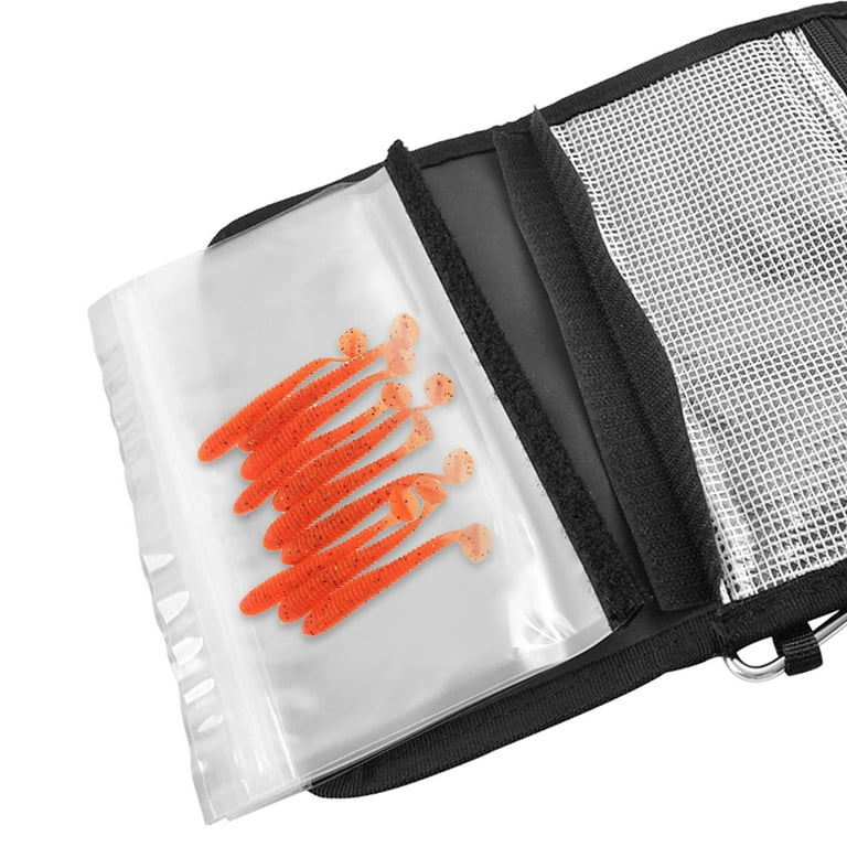 Gecheer Fishing Lure Storage Wallet Waterproof Bait Bag Fishing Tackle Bag  with Carabiner Soft Bait Case