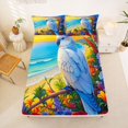 thumbnail image 5 of jejeloiu Tropical Parrot Bed Sheets,Floral Beach Print Full Size Sheets For Boys,Multicolor,4-Piece,1 Flat Sheet, 1 Fitted Sheet and 2 Pillowcases, 5 of 6