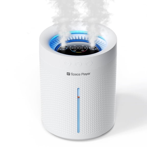 3L Cordless Cool Mist Humidifier for Bedroom and Office, 4000mAh Rechargeable, Dual Spray, Top Fill, Timer, Auto Shut-Off, Night Light, White