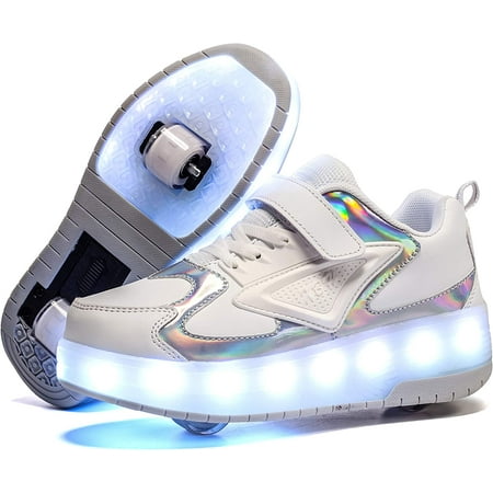 

YAZI Kids Shoes with Wheels LED Light Color Shoes Shiny Roller Skates Skate Shoes Simple Kids Gifts Boys Girls The Best Gift for Party Birthday Christmas Day
