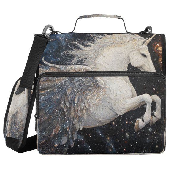 YAZAOO Zipper Binder trapper keeper Documents Organized Design Unicorn Pegasus Printed