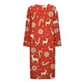 thumbnail image 4 of Yuyamidu Reindeer Long Zip Up Bathrobes for Women Long Sleeve Robes Size S Red Christmas Robe Housecoats Lightweight Crewneck Sleep Dress Candy Canes Zipper Front Night Gowns, 4 of 7
