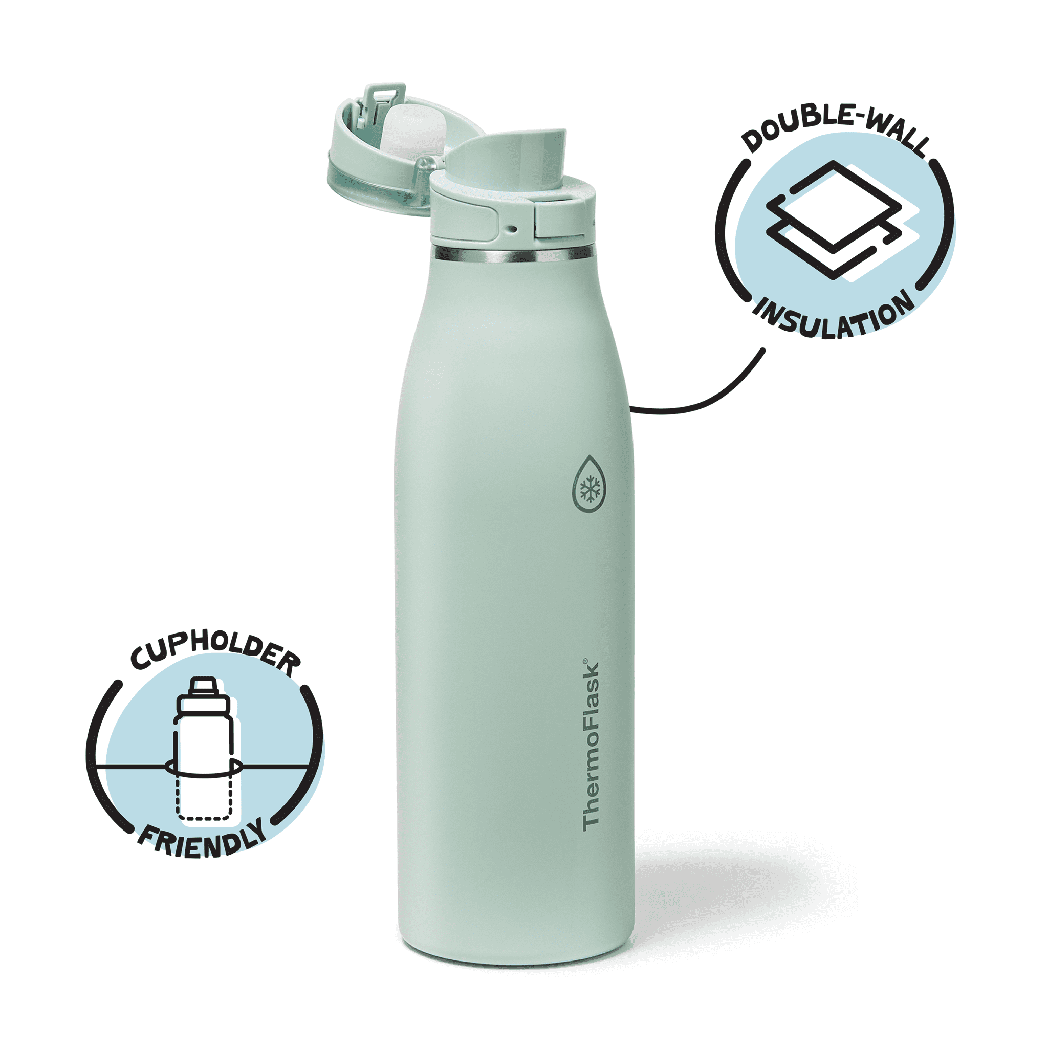 ThermoFlask Traveler 25 oz Insulated Travel Coffee Mug, Durable Stainless Steel, BPA-Free, Dishwasher Safe, Sage Green