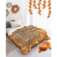 thumbnail image 4 of Thanksgiving Pumpkin Flannel Blanket for Bed,Travel and Camping, Fall Deciduous Retro Brown Wood Grain Super Soft Cozy Blanket for All Seasons 32"x48", 4 of 6
