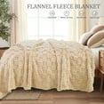 thumbnail image 2 of Exclusivo Mezcla Fleece Throw Blanket for Couch, Super Soft Warm Lightweight Checkered Pattern Blanket for All Seasons, Beige, 50"x60", 2 of 7