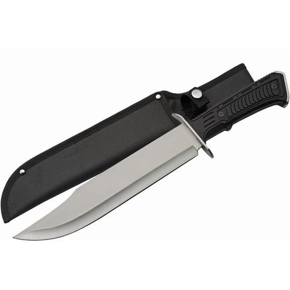 SZCO 15" Fixed Blade Bowie Knife with Silver Clip-Point Blade, Handle & Nylon Sheath Outdoor Hunting & Camping Knife