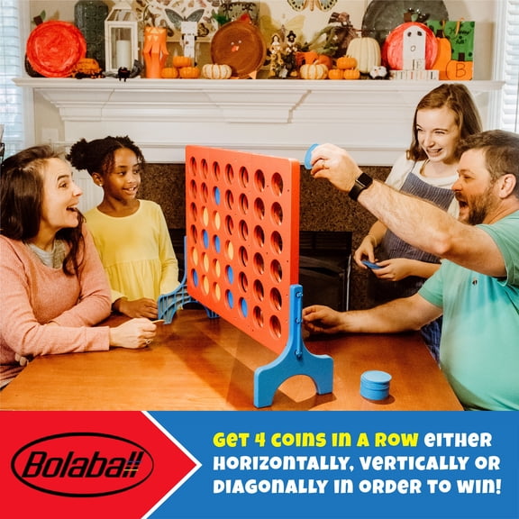 Bolaball: Giant 4-In-A-Row Outdoor Wooden Game, Red
