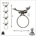 thumbnail image 6 of 4 Piece Rustic Antler Head Napkin Ring Set, Handcrafted, Black Finish, Iron, 2.25 Inches, 6 of 6