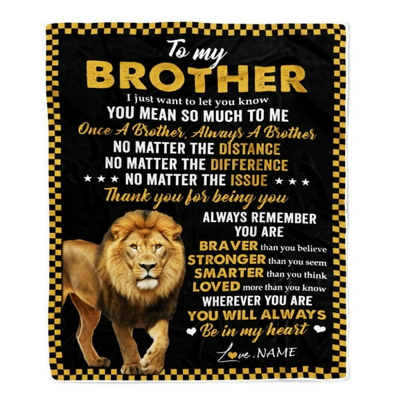 To My Brother Blanket From Sister Lion Always A Brother For Men Big Brother Birthday Graduation Bed Fleece Blanket, 30x40in Fleece Blanket