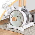 thumbnail image 2 of Qocolhg Pot Lid Holder, Lid and Spoon Rest Holder for Kitchen Counter, Pan Lid Organizer Stand with Nonslip Pads, Multifunctional Utensils Pan Pot Cover Lid Rack Shelf For Stove Top, White, Clearance, 2 of 6