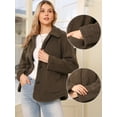 thumbnail image 2 of DARING DIVA Women's Peter Pan Collar Button Down Coat XS Brown, 2 of 6