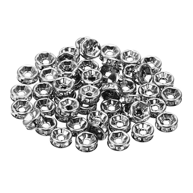Perlas separadoras de 6 mm, 100 piezas de separadores de perlas de cristal redondas a granel para hacer joyas, negras
