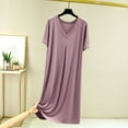 thumbnail image 2 of Bovxnpu Nightgowns for Women, Women's Nightgown Cotton Sleep Shirts Short Sleeve Nightshirt Pullover Nightdress Soft Sleepwear, 2 of 3