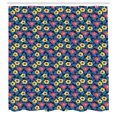 thumbnail image 2 of Ambesonne Floral Shower Curtain, Hand Drawn Simplistic Flower, 69"Wx84"L, Azure Blue Yellow Coral, 2 of 4