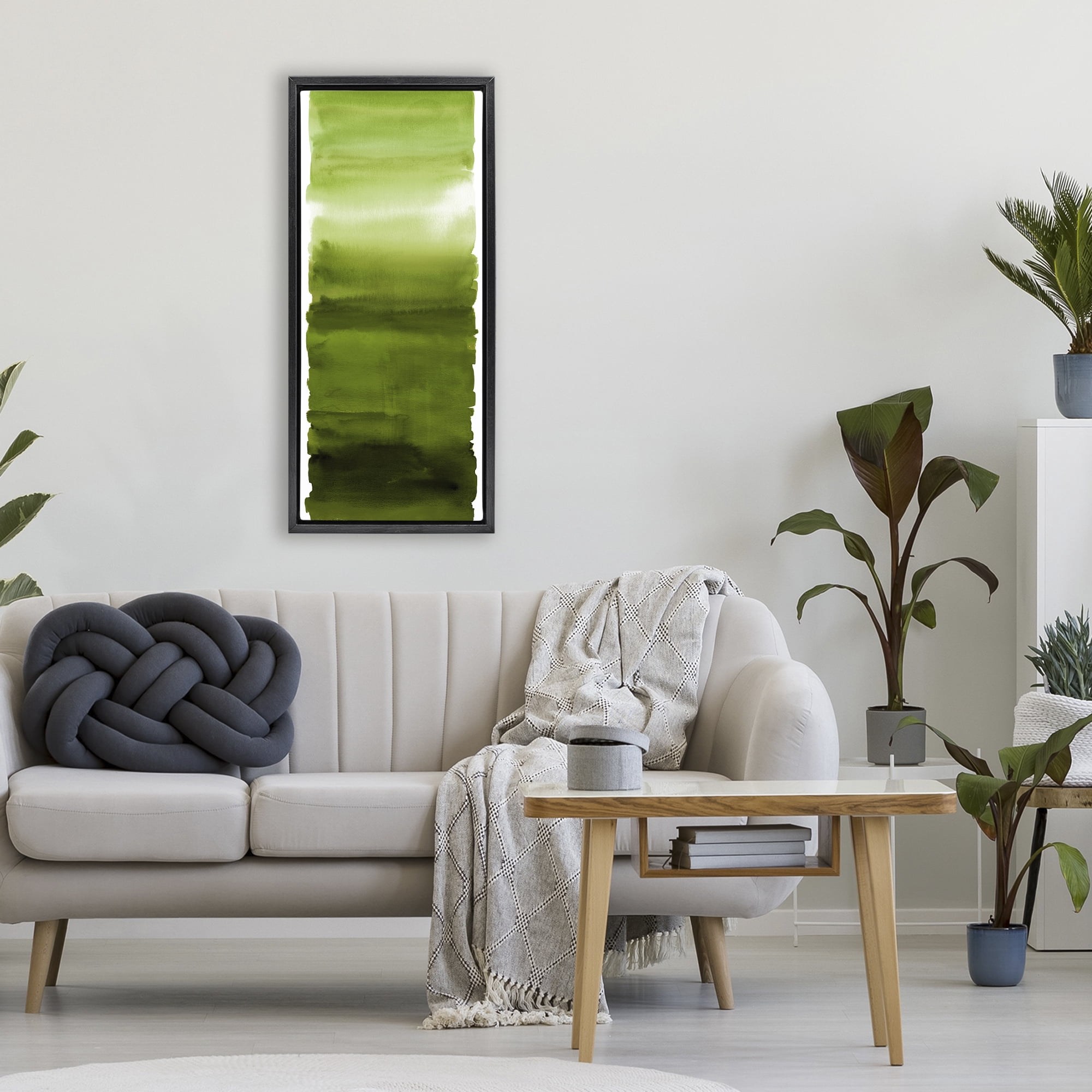 Stupell Industries Green Blend Gradient Black Framed Floater Canvas Wall Art, design by Allie Corbin