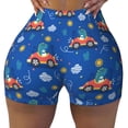 thumbnail image 2 of Lsque Dinosaur Driving Pattern High Waisted Biker Shorts for Women-Tummy Control Fitness Athletic Workout Running Yoga Gym Shorts,Moisture-Wicking-Medium, 2 of 9