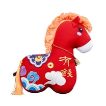 2026 Horse New Year 12.6" Red Plush Mascot Horse Statue Tabletop Ornament for Chinese New Year Spring Festival Zodiac Gift Blessing Souvenir Home Office Store Restaurant Tabletop Decors