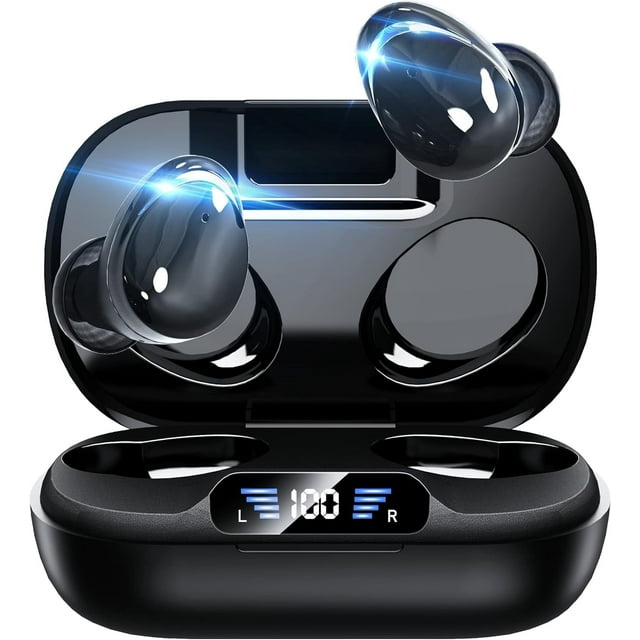 Cshidworld Audífonos Inalámbricos, Audífonos Bluetooth 5.3 HiFi Estéreo, 48H de Reproducción, Audífonos Bluetooth con Control Táctil, Audífonos Impermeables IPX7 para Deporte para Android ios, Negro