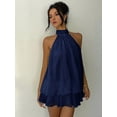 thumbnail image 6 of Women'S Halter Backless Bodycon Mini Dress Fashion Casual Summer Party Dress Dark Blue S, 6 of 10