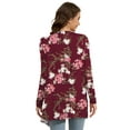 thumbnail image 3 of Uvplove Women Lightweight Long Sleeve Knit Cardigan with Pockets,Floral Wine Red,L,(S-3XL), 3 of 10