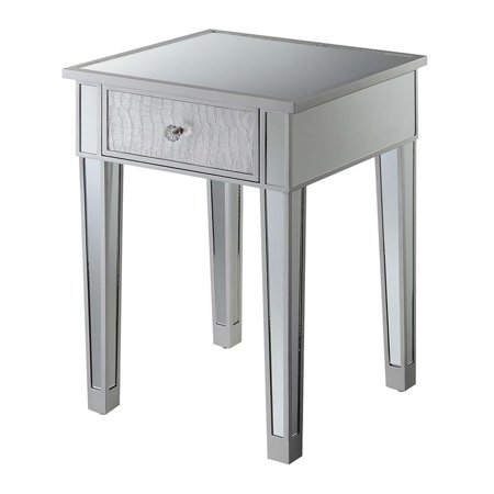 Convenience Concepts Gold Coast Mirrored End Table With Drawer